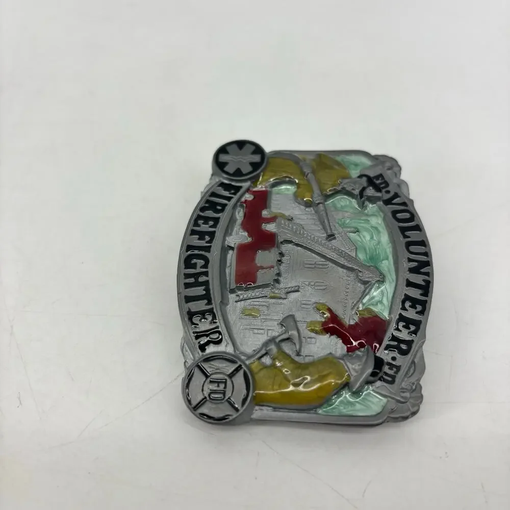 Volunteer Firefighter Belt Buckle Enamel Great American Buckle Co #1805